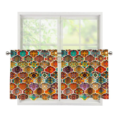 Ethnic Mandala Bohemian Pattern Print Tier Curtains