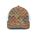 Ethnic Mandala Bohemian Pattern Print White Mesh Trucker Cap
