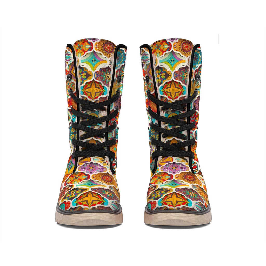 Ethnic Mandala Bohemian Pattern Print Winter Boots