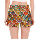 Ethnic Mandala Bohemian Pattern Print Women's Split Running Shorts