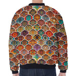 Ethnic Mandala Bohemian Pattern Print Zip Sleeve Bomber Jacket