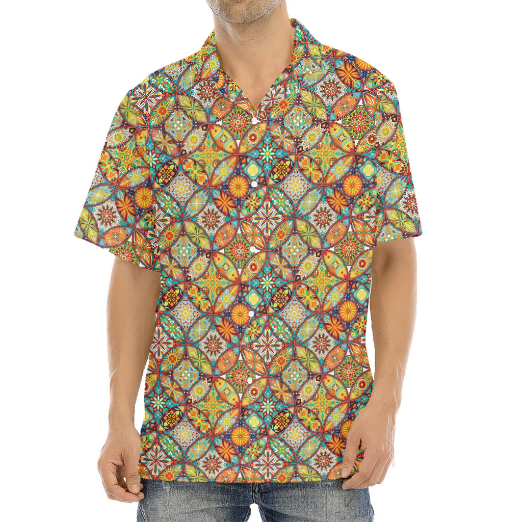 Ethnic Mandala Patchwork Pattern Print Aloha Shirt
