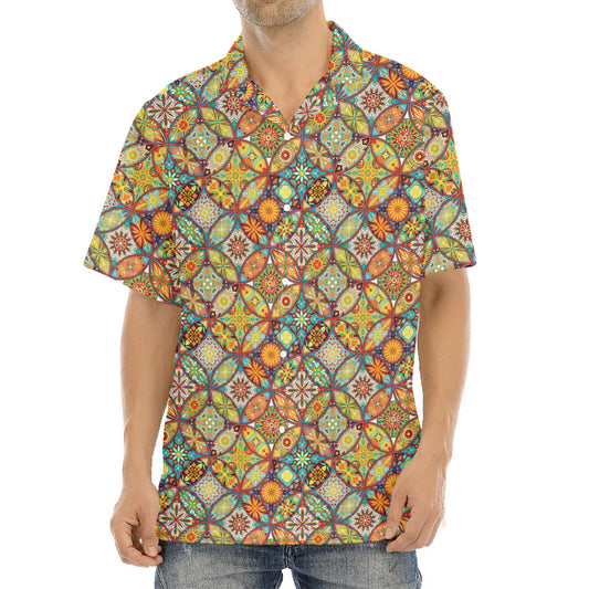 Ethnic Mandala Patchwork Pattern Print Aloha Shirt