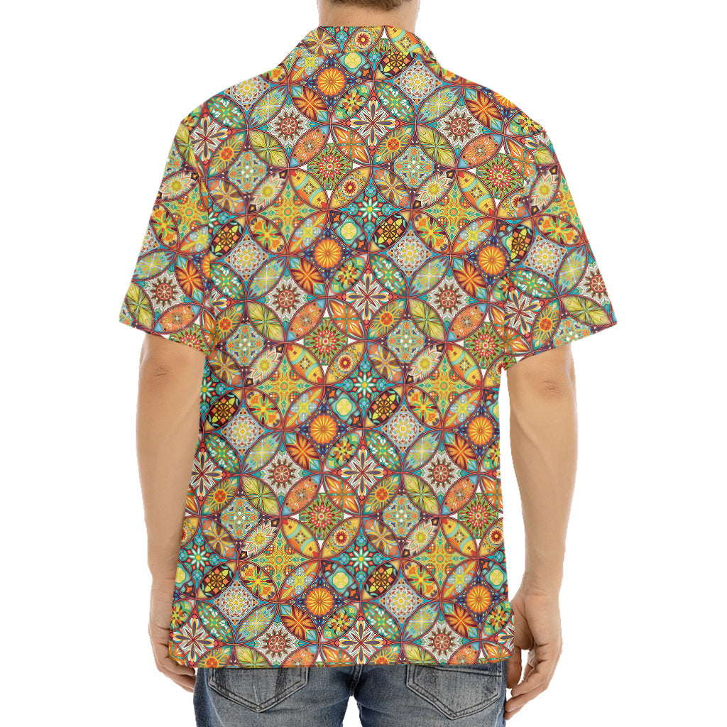 Ethnic Mandala Patchwork Pattern Print Aloha Shirt