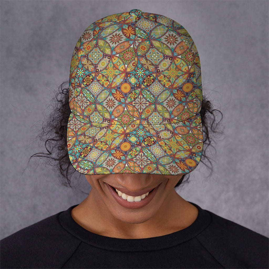 Ethnic Mandala Patchwork Pattern Print Baseball Cap