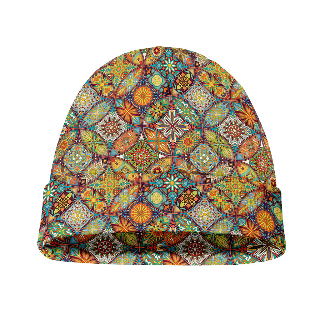 Ethnic Mandala Patchwork Pattern Print Beanie