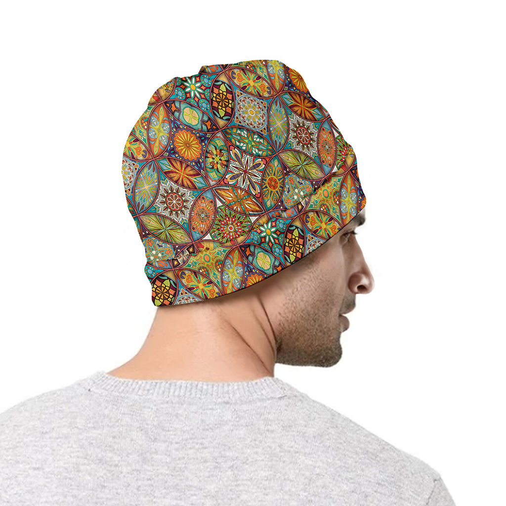 Ethnic Mandala Patchwork Pattern Print Beanie