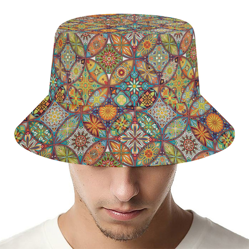 Ethnic Mandala Patchwork Pattern Print Bucket Hat