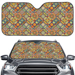 Ethnic Mandala Patchwork Pattern Print Car Windshield Sun Shade