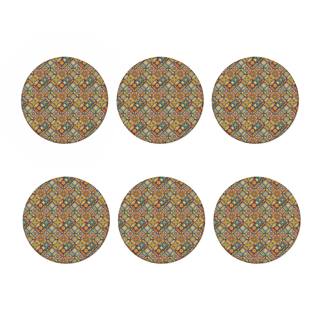 Ethnic Mandala Patchwork Pattern Print Coaster Set