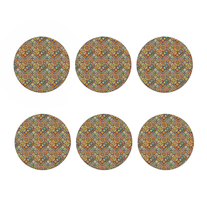 Ethnic Mandala Patchwork Pattern Print Coaster Set
