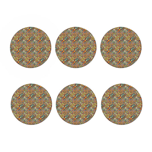 Ethnic Mandala Patchwork Pattern Print Coaster Set