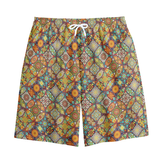 Ethnic Mandala Patchwork Pattern Print Cotton Shorts