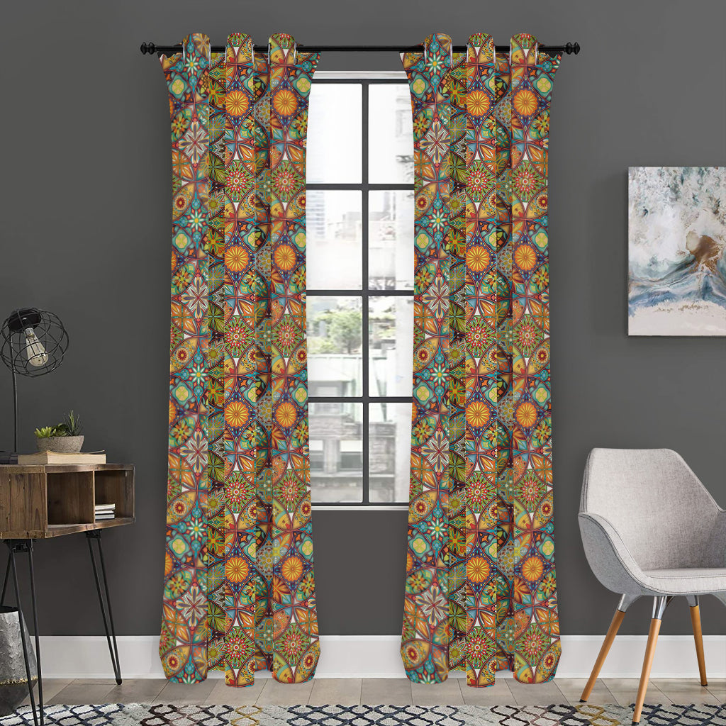 Ethnic Mandala Patchwork Pattern Print Curtain
