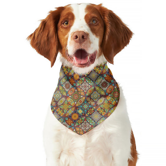Ethnic Mandala Patchwork Pattern Print Dog Bandana