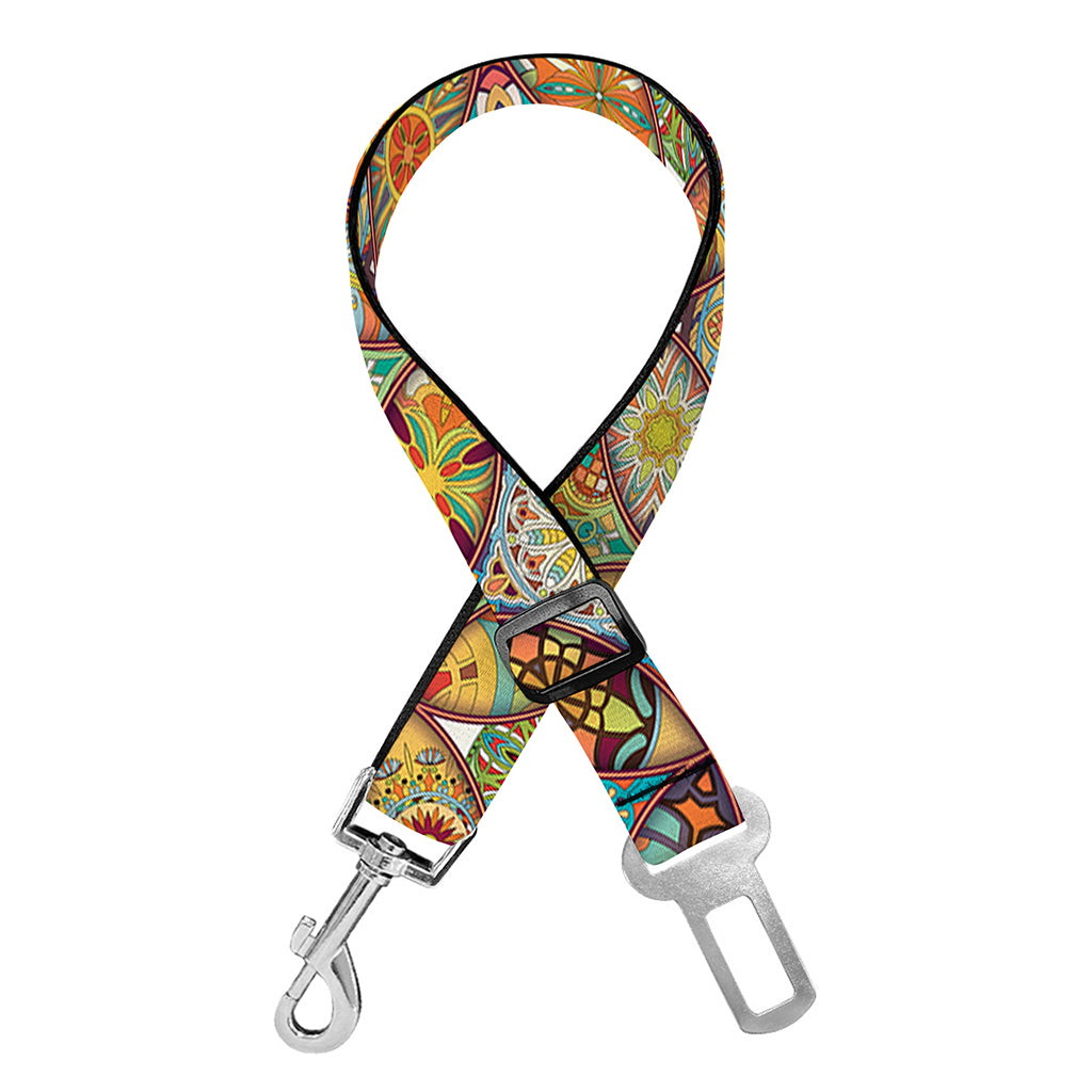 Ethnic Mandala Patchwork Pattern Print Dog Seat Belt