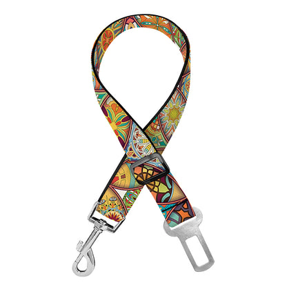 Ethnic Mandala Patchwork Pattern Print Dog Seat Belt