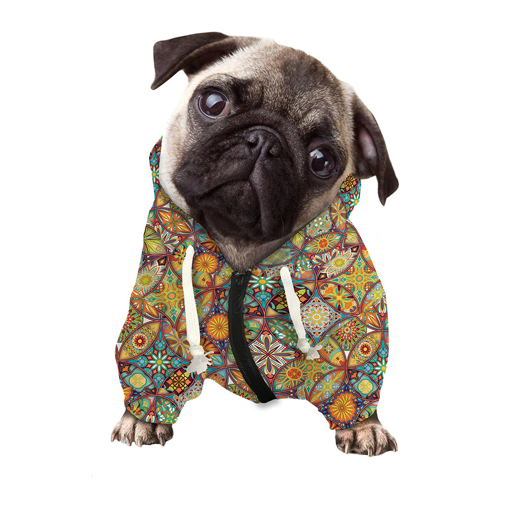 Ethnic Mandala Patchwork Pattern Print Dog Zip Up Hoodie