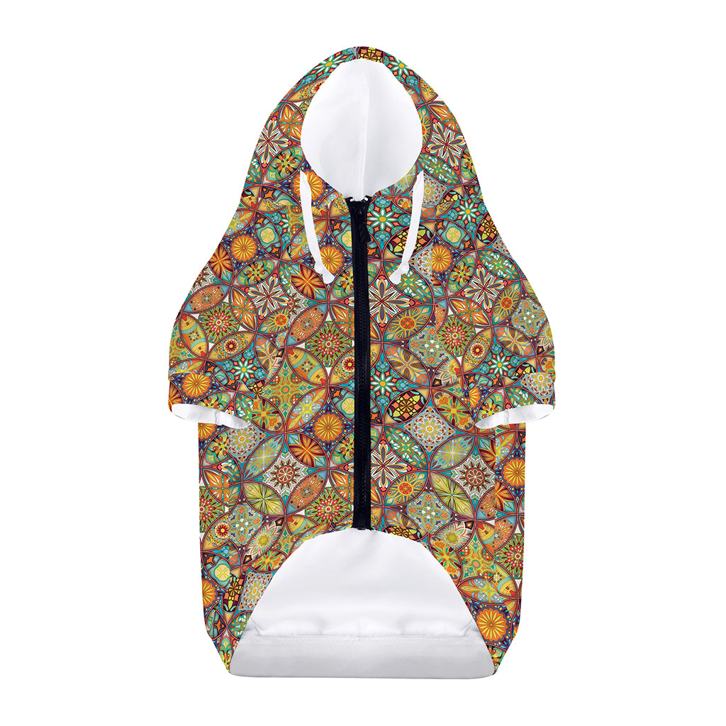 Ethnic Mandala Patchwork Pattern Print Dog Zip Up Hoodie