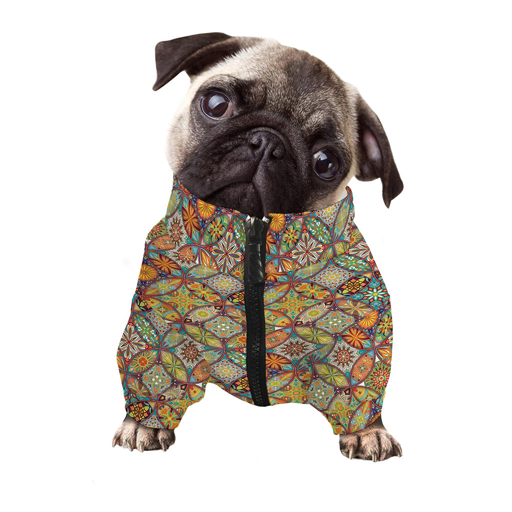 Ethnic Mandala Patchwork Pattern Print Dog Zip Up Jacket