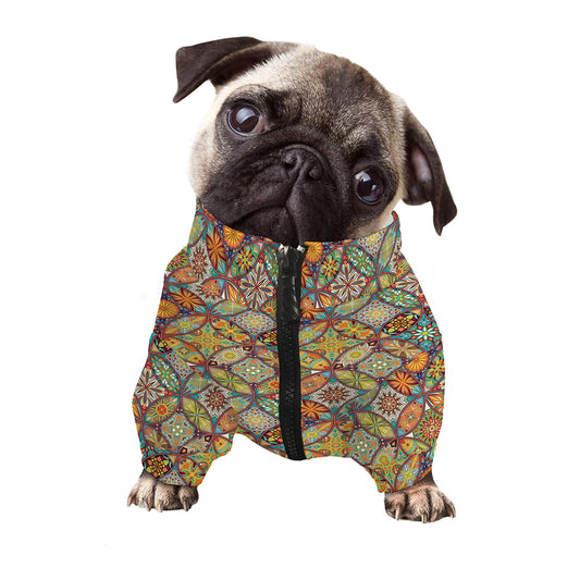 Ethnic Mandala Patchwork Pattern Print Dog Zip Up Jacket