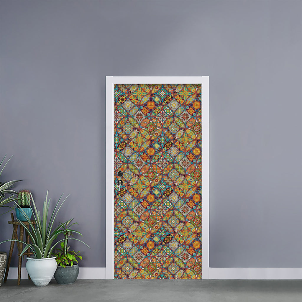 Ethnic Mandala Patchwork Pattern Print Door Sticker