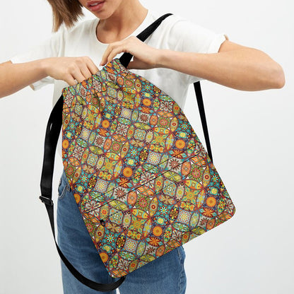Ethnic Mandala Patchwork Pattern Print Drawstring Backpack