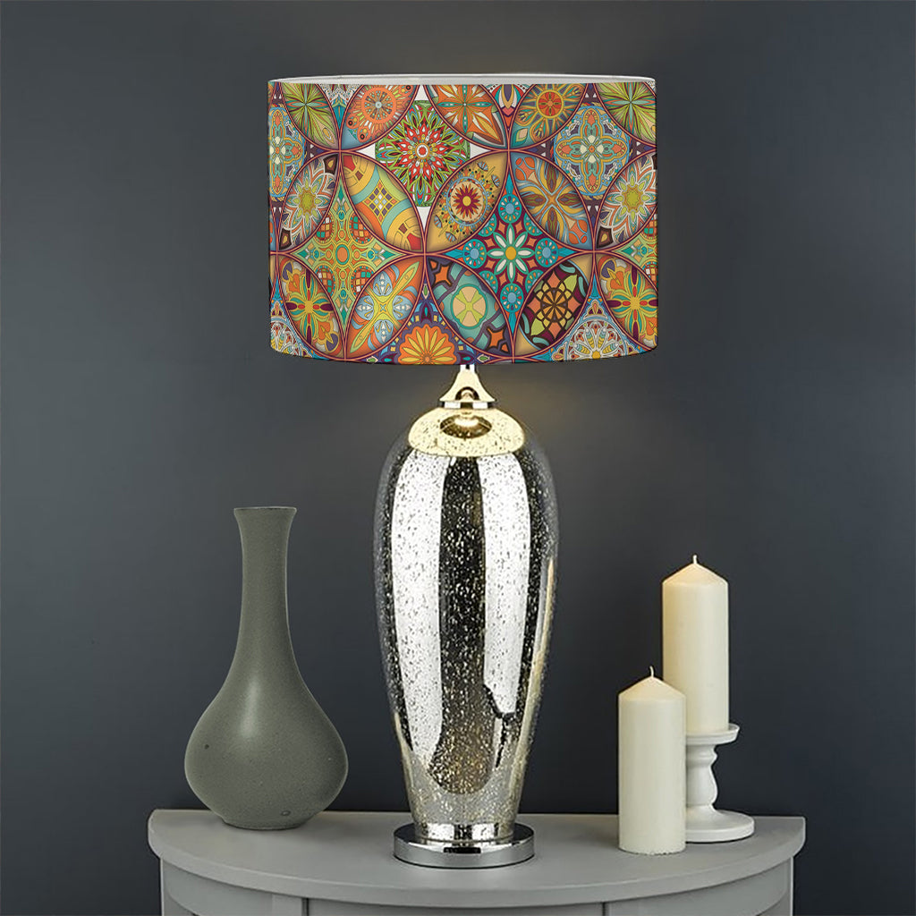 Ethnic Mandala Patchwork Pattern Print Drum Lamp Shade