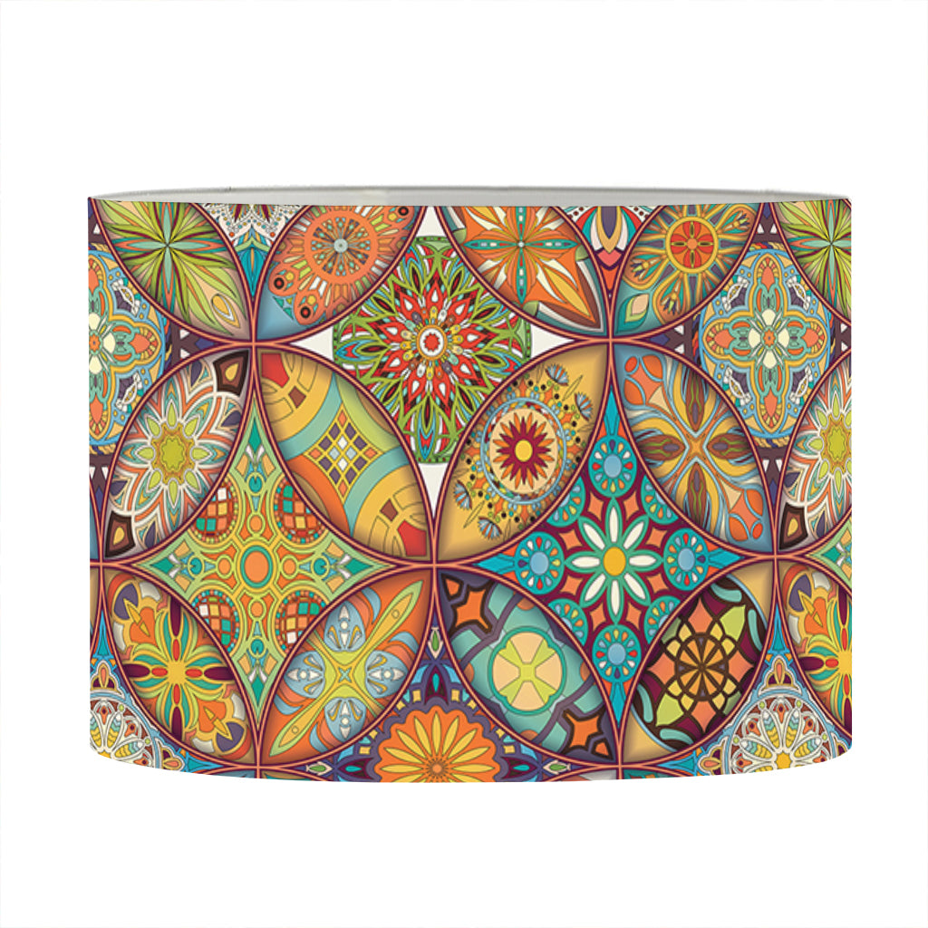 Ethnic Mandala Patchwork Pattern Print Drum Lamp Shade