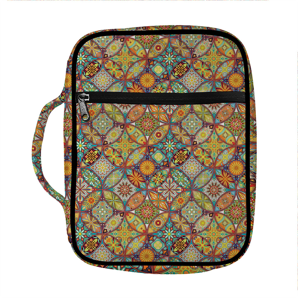 Ethnic Mandala Patchwork Pattern Print Front Pocket Bible Bag