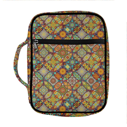 Ethnic Mandala Patchwork Pattern Print Front Pocket Bible Bag