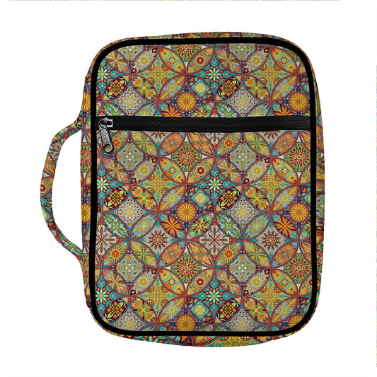 Ethnic Mandala Patchwork Pattern Print Front Pocket Bible Bag