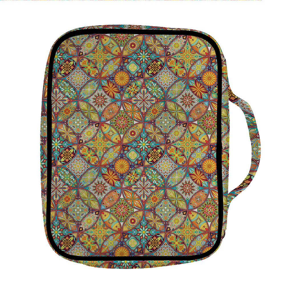 Ethnic Mandala Patchwork Pattern Print Front Pocket Bible Bag