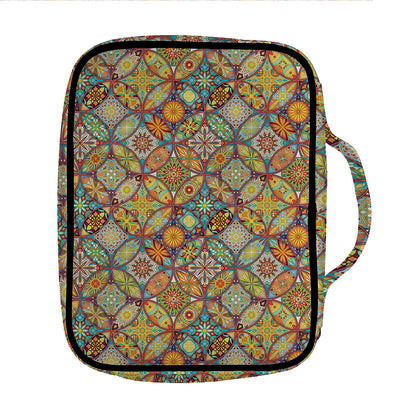 Ethnic Mandala Patchwork Pattern Print Front Pocket Bible Bag