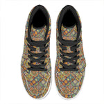 Ethnic Mandala Patchwork Pattern Print High Top Leather Sneakers