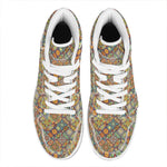 Ethnic Mandala Patchwork Pattern Print High Top Leather Sneakers