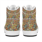Ethnic Mandala Patchwork Pattern Print High Top Leather Sneakers