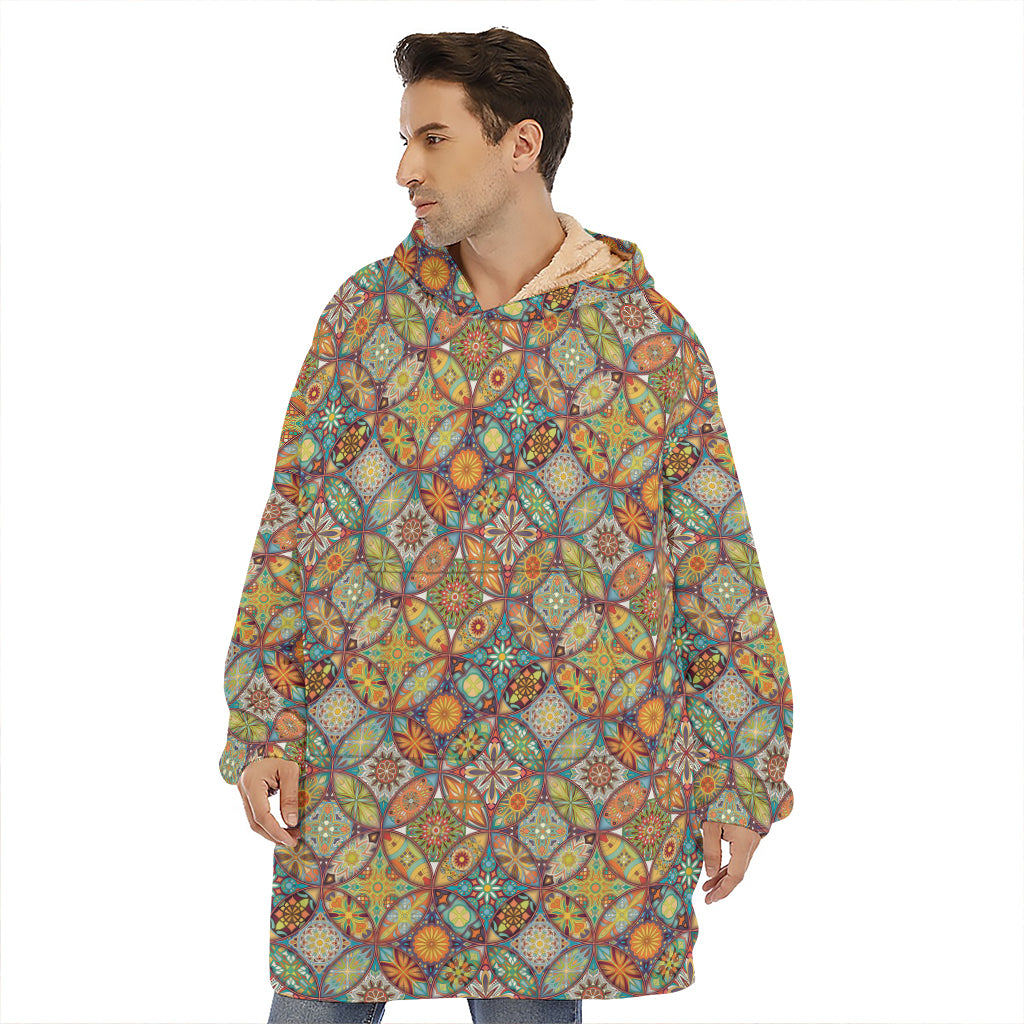 Ethnic Mandala Patchwork Pattern Print Hoodie Blanket