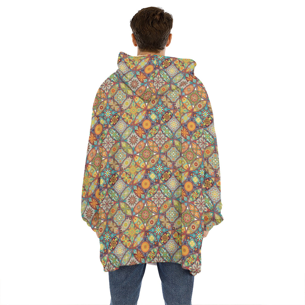 Ethnic Mandala Patchwork Pattern Print Hoodie Blanket