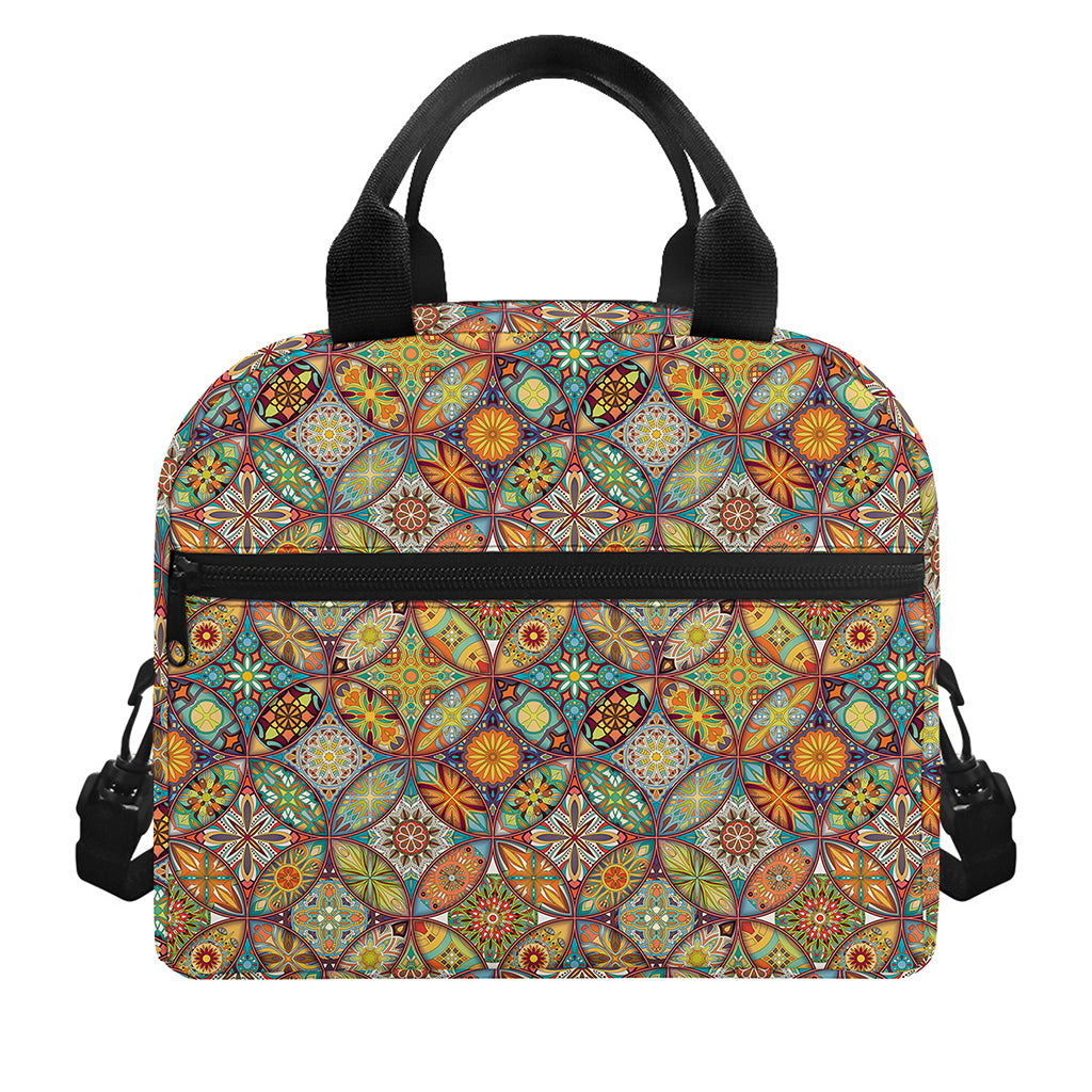 Ethnic Mandala Patchwork Pattern Print Insulated Lunch Bag