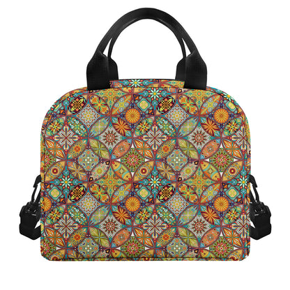 Ethnic Mandala Patchwork Pattern Print Insulated Lunch Bag