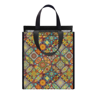 Ethnic Mandala Patchwork Pattern Print Insulated Lunch Tote