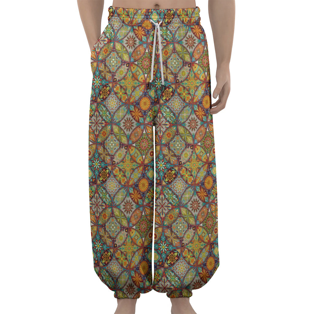 Ethnic Mandala Patchwork Pattern Print Lantern Pants