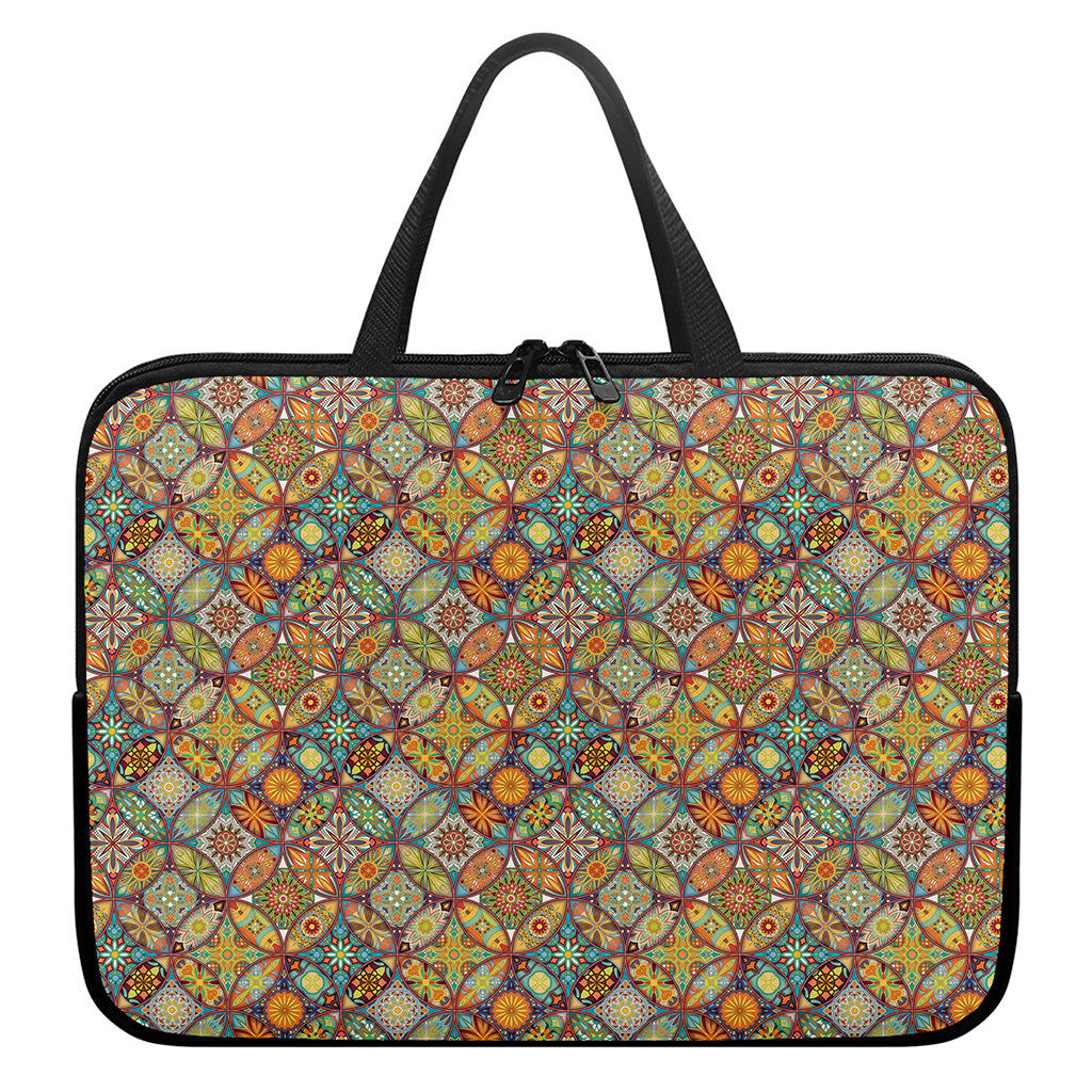Ethnic Mandala Patchwork Pattern Print Laptop Sleeve With Handle