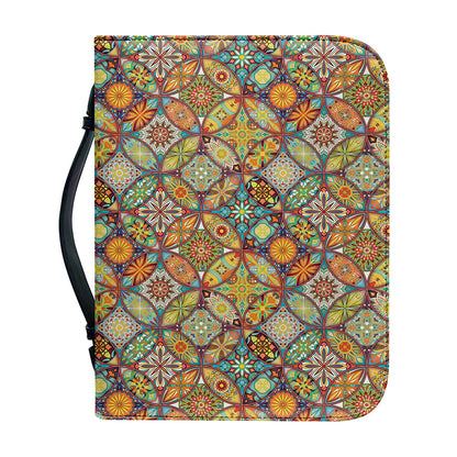 Ethnic Mandala Patchwork Pattern Print Leather Bible Cover