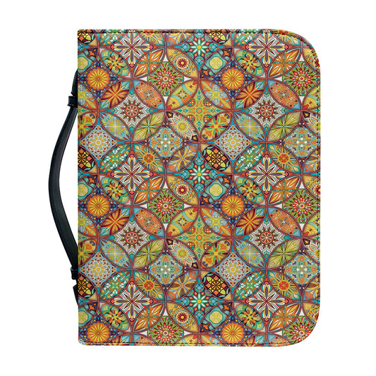 Ethnic Mandala Patchwork Pattern Print Leather Bible Cover