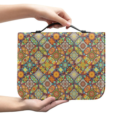 Ethnic Mandala Patchwork Pattern Print Leather Bible Cover