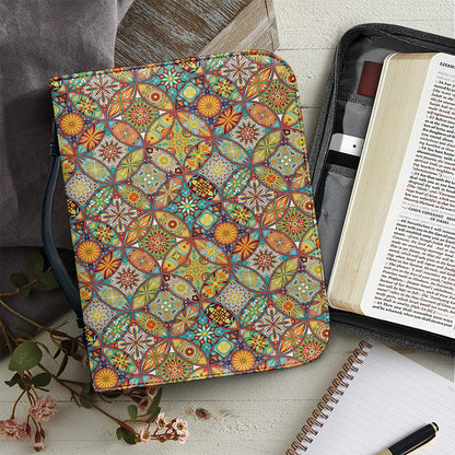 Ethnic Mandala Patchwork Pattern Print Leather Bible Cover