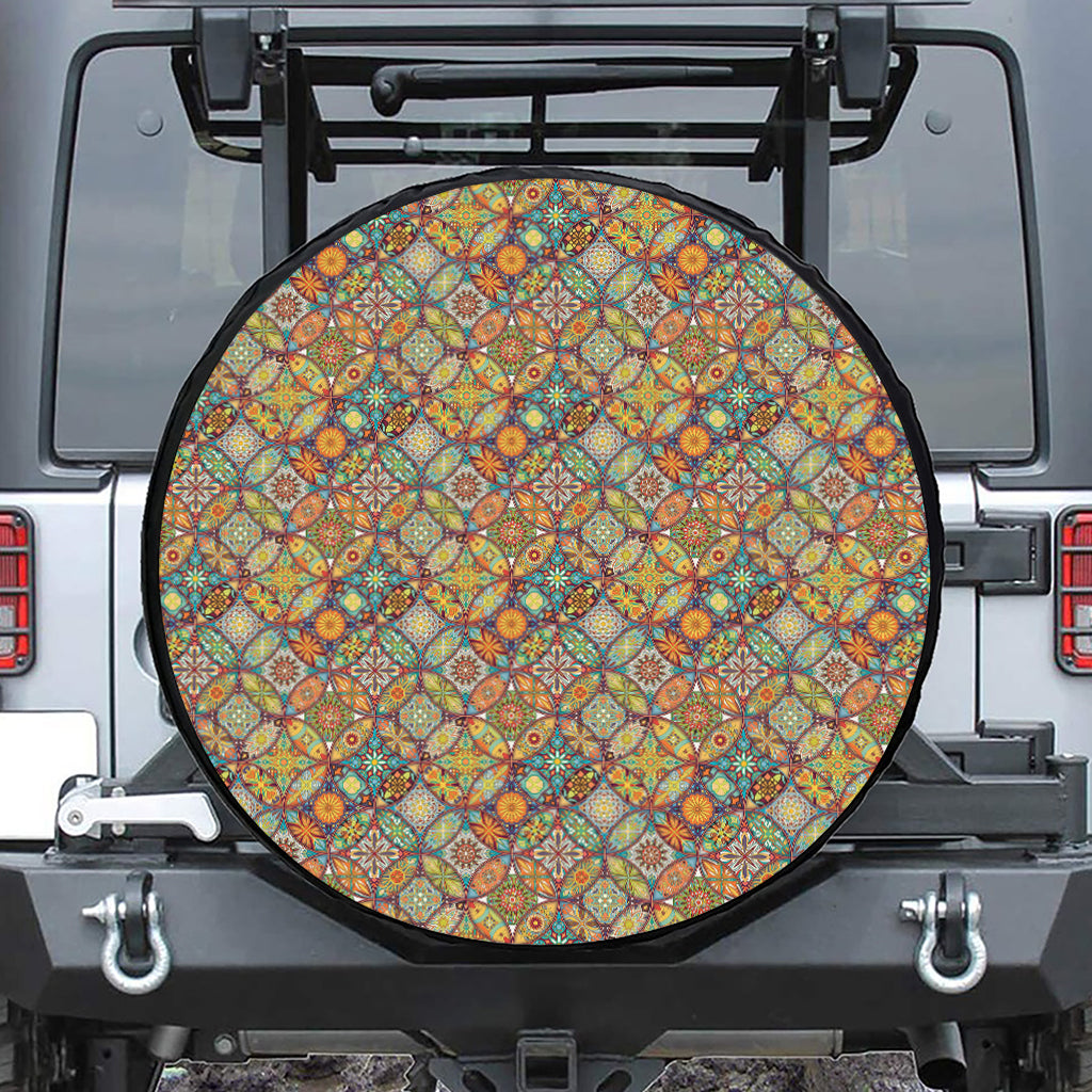 Ethnic Mandala Patchwork Pattern Print Leather Spare Tire Cover