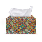 Ethnic Mandala Patchwork Pattern Print Leather Tissue Box Cover
